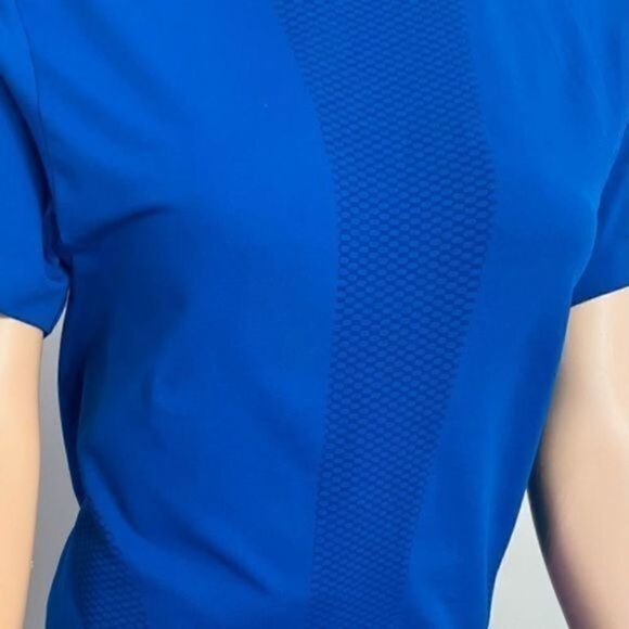 Jockey Women activewear checkered print top/t-shirt M foul blue short sleeves - Picture 2 of 9